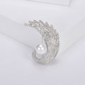 Metal Alloy Rhinestone Phoenix Tail Brooch With Pearl Accent view 4