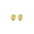 Vintage European Style Gold Alloy Woven Feather Leaf Studs With Elegant Curved Lines And Metal Texture Earrings view 5