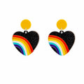 Cute Colorful Acrylic Rainbow Heart Flower Cartoon Stud Dangle Earrings for Girls Sweet Kawaii Earrings view 5