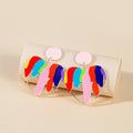 Cute Colorful Acrylic Rainbow Heart Flower Cartoon Stud Dangle Earrings for Girls Sweet Kawaii Earrings view 3