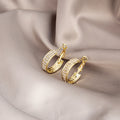 Elegant Luxury C-Shaped Full Rhinestone Alloy Hoop Ear Cuffs For Women Sweet Fashion Earrings view 3