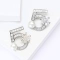 Copper Zircon Pearl Number Five Brooch For Coat Decoration view 2