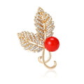 Copper Pearl Leaf Feather Brooch Pin With Micro Pave Zircon view 5