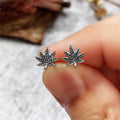 Vintage Blackened Maple Leaf Stud Earrings Niche Design Fashion Ear Jewelry Accessories view 4