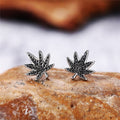 Vintage Blackened Maple Leaf Stud Earrings Niche Design Fashion Ear Jewelry Accessories view 1