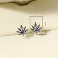 Vintage Blackened Maple Leaf Stud Earrings Niche Design Fashion Ear Jewelry Accessories view 5