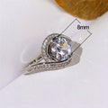 White Gold Plated Copper Wedding Ring For Women, Twisted Band Cluster Zircon Bridal Ring view 5
