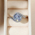 White Gold Plated Copper Wedding Ring For Women, Twisted Band Cluster Zircon Bridal Ring view 4