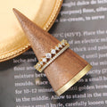 Japanese Style Women's Full Zircon Copper Gold Plated Ring Fashion Finger Jewelry view 3