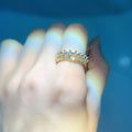 Japanese Style Women's Full Zircon Copper Gold Plated Ring Fashion Finger Jewelry view 4