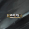 Japanese Style Women's Full Zircon Copper Gold Plated Ring Fashion Finger Jewelry view 1