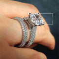 Two Piece Couple Zircon Ring Set For Women Super Sparkly Fashion Wedding Jewelry view 3