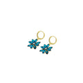 Elegant Gold Alloy Hoop Drops With Double Layer Crystal Rhinestone Flower Petal Charms Earrings view 5