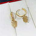 Gold Plated Copper Turtleback Leaf Drop Earrings For Women, European Fashion Leaf Dangle Jewelry view 5