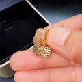 Gold Plated Copper Turtleback Leaf Drop Earrings For Women, European Fashion Leaf Dangle Jewelry view 2