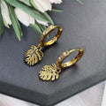 Gold Plated Copper Turtleback Leaf Drop Earrings For Women, European Fashion Leaf Dangle Jewelry view 4