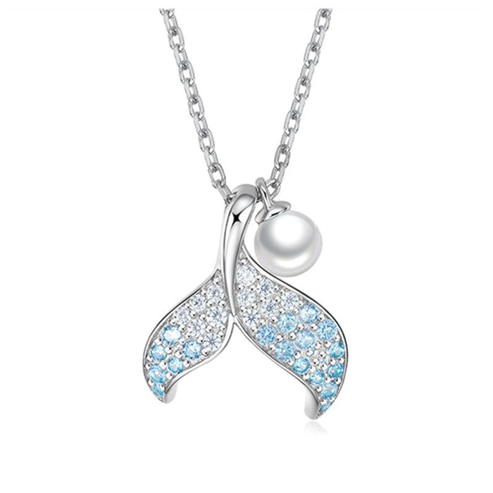 Baroque Faux Pearl Mermaid Tail Pendant Necklace For Women, Forest Style Collarbone Chain