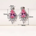 Pink Diamond Teardrop Pear Shape Stud Earrings With Ice Flower Zircon For Women Jewelry view 5