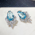 Pink Diamond Teardrop Pear Shape Stud Earrings With Ice Flower Zircon For Women Jewelry view 3