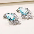 Pink Diamond Teardrop Pear Shape Stud Earrings With Ice Flower Zircon For Women Jewelry view 2