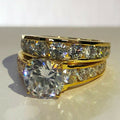 Luxury Gold Plated Full Cubic Zirconia Couple Ring Set European American Wedding Band Jewelry view 2
