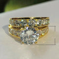 Luxury Gold Plated Full Cubic Zirconia Couple Ring Set European American Wedding Band Jewelry view 5