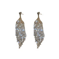 Statement Copper Fan Heart Zircon Tassel Drop Earrings With Silver Needle Posts view 5