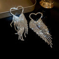 Statement Copper Fan Heart Zircon Tassel Drop Earrings With Silver Needle Posts view 3