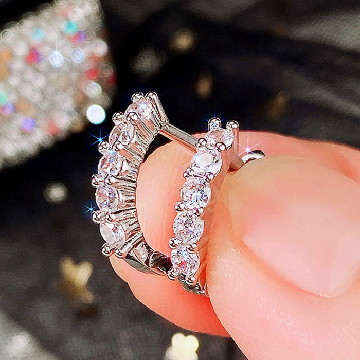 Minimalist Straight Row Cubic Zirconia Ear Cuff Hoop Earrings Fresh Literary Gift Jewelry For Women
