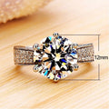 Classic Six Prong Zircon Ring For Women, Copper Platinum Plated Luxury Wedding Ring Jewelry view 4