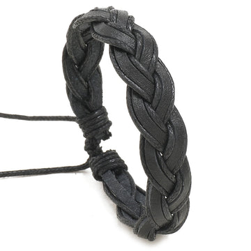 European American Handmade Multi Layer Leather Bracelet Adjustable Vintage Mens Wristband Bangle