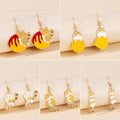 Kawaii Cartoon Cat Enamel Alloy Drop Dangle Earrings For Women Girls Cute Tassel Pendant Earrings view 1