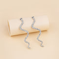 Vintage Micro Pave Rhinestone Snake Ear Cuff Studs Long Alloy Serpent Ear Wrap Clip Earrings view 2