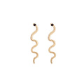 Vintage Micro Pave Rhinestone Snake Ear Cuff Studs Long Alloy Serpent Ear Wrap Clip Earrings view 5