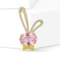 Gold Plated Alloy Crystal Rabbit Brooch For Cute Apparel view 2
