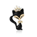 Alloy Rhinestone Crown Fox Brooch Pin For Animal Clothing Decoration view 5