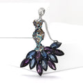Alloy Rhinestone Mermaid Brooch Vintage Women Suit Lapel Pin view 2