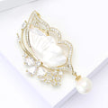 Copper Zircon Shell Butterfly Brooch Pin For Women Clothing Decor view 4