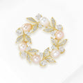Copper Freshwater Pearl Zircon Olive Branch Brooch For Formal Dresses view 3