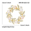 Copper Freshwater Pearl Zircon Olive Branch Brooch For Formal Dresses view 5