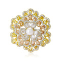 Alloy Pearl Begonia Flower Zircon Brooch Pin For Fashion Apparel view 2