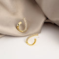 Elegant Korean Gold Alloy Twisted Waterdrop Studs With Micro Pave Zircon Rhinestone Detail Earrings view 3