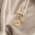 Elegant Korean Gold Alloy Twisted Waterdrop Studs With Micro Pave Zircon Rhinestone Detail Earrings view 4