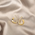 Elegant Korean Gold Alloy Twisted Waterdrop Studs With Micro Pave Zircon Rhinestone Detail Earrings view 2
