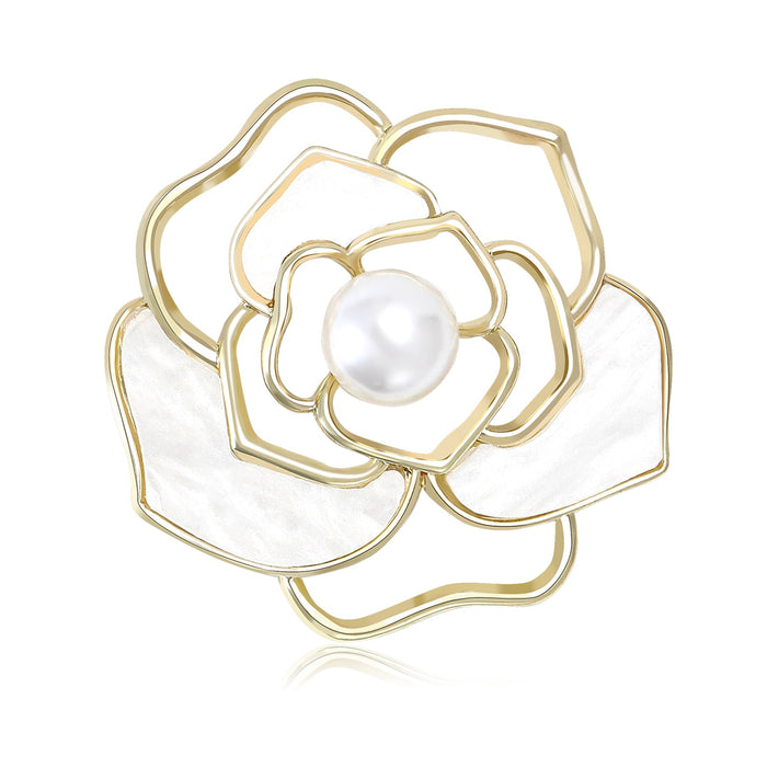 Alloy Enamel Camellia Brooch Pin For Suits Dresses And Apparel