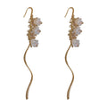 French Pastoral Blue Lily Of The Valley Metal Faux Pearl Crystal Tassel Drop Earrings view 5