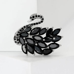 Luxury Alloy Zircon Christmas Swan Brooch For Women's Jewelry