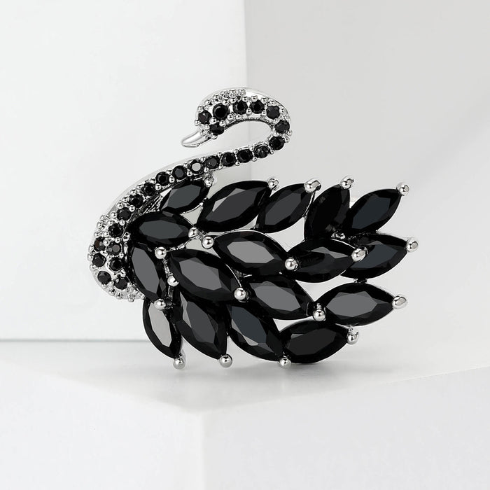 Luxury Alloy Zircon Christmas Swan Brooch For Women's Jewelry