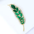 Alloy Zircon Leaf Brooch Pin For Simple Apparel Decoration view 3