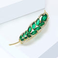 Alloy Zircon Leaf Brooch Pin For Simple Apparel Decoration view 2